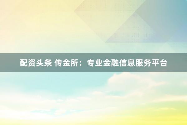 配资头条 传金所：专业金融信息服务平台