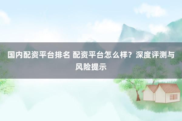 国内配资平台排名 配资平台怎么样？深度评测与风险提示