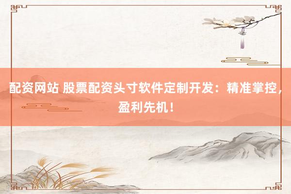 配资网站 股票配资头寸软件定制开发：精准掌控，盈利先机！