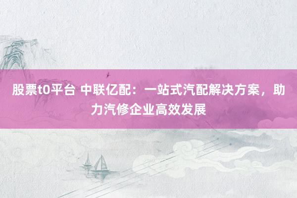 股票t0平台 中联亿配：一站式汽配解决方案，助力汽修企业高效发展