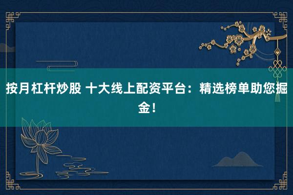 按月杠杆炒股 十大线上配资平台:精选榜单助您掘金!