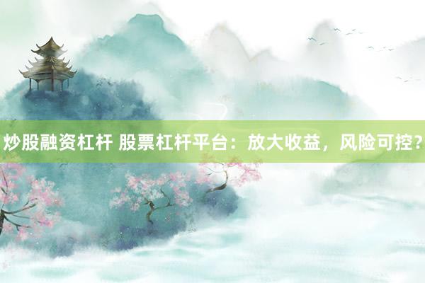 炒股融资杠杆 股票杠杆平台：放大收益，风险可控？