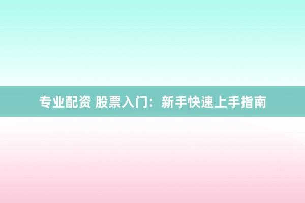 专业配资 股票入门：新手快速上手指南