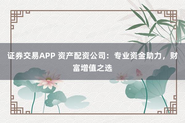 证券交易APP 资产配资公司：专业资金助力，财富增值之选