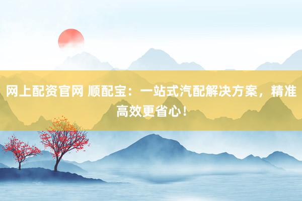 网上配资官网 顺配宝：一站式汽配解决方案，精准高效更省心！